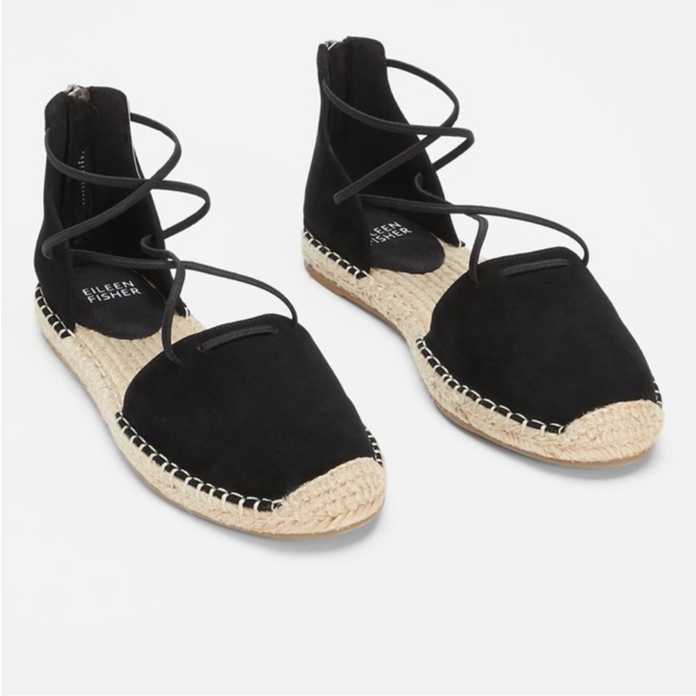 New Eileen Fisher Lace Leather Espadrille Size 6